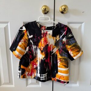 Abstract print crop top in black and multi-colour hues #festivalvibes